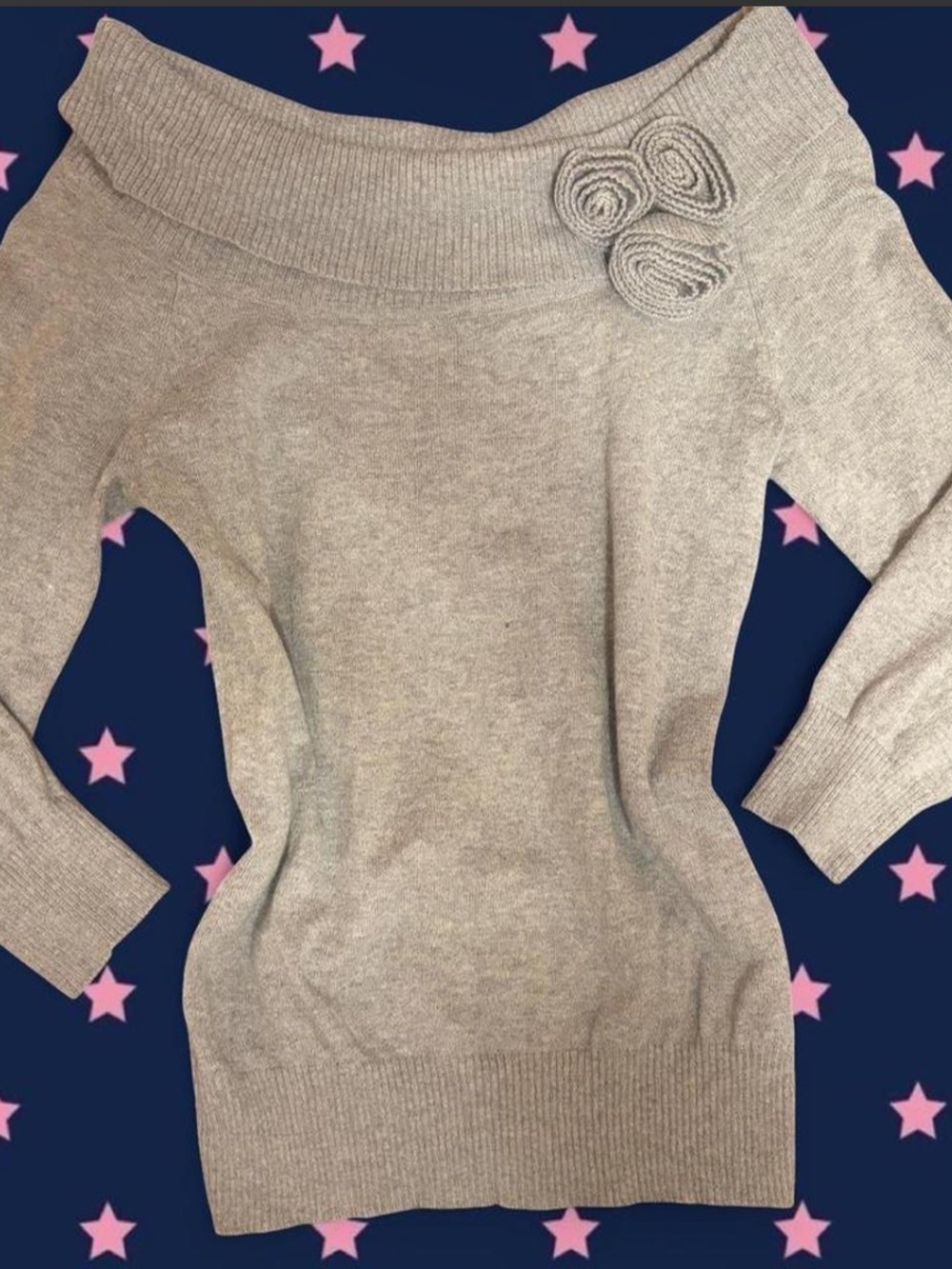 Vintage Forever 21 Gray Off-the-Shoulder Sweater
